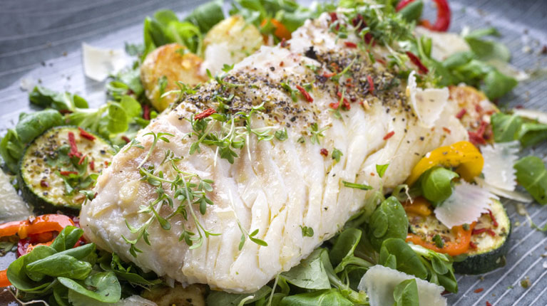 Kabeljau mit grünem Salat